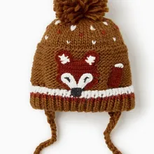 Весна-Осень-зима, детская вязаная шапка с рисунком улыбающегося животного для маленьких девочек и мальчиков, шапочка с подкладкой