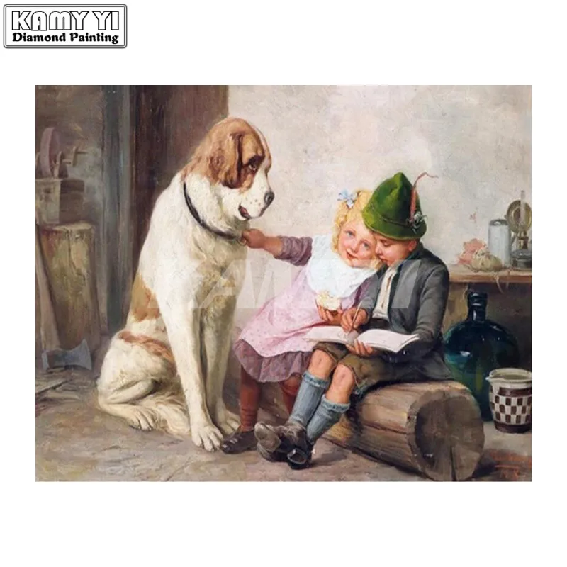 Dog friends needleworks full square 5D diy diamond embroidery diamond painting cross stitch mosaic home decor