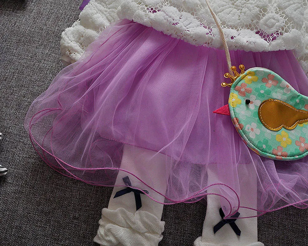 Осеннее платье для младенцев в Корейском стиле стильные вечерние кружевные платья принцессы с длинными рукавами и пачка с О-образным вырезом, одежда verjaardag meisje
