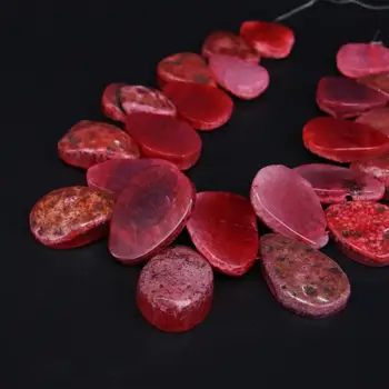 

15.5"/strand Top Drilled Raw Red Agates Freeform Slab Nugget Loose Beads,Natural Onxy Gem Stone Slice Pendants Jewelry Making