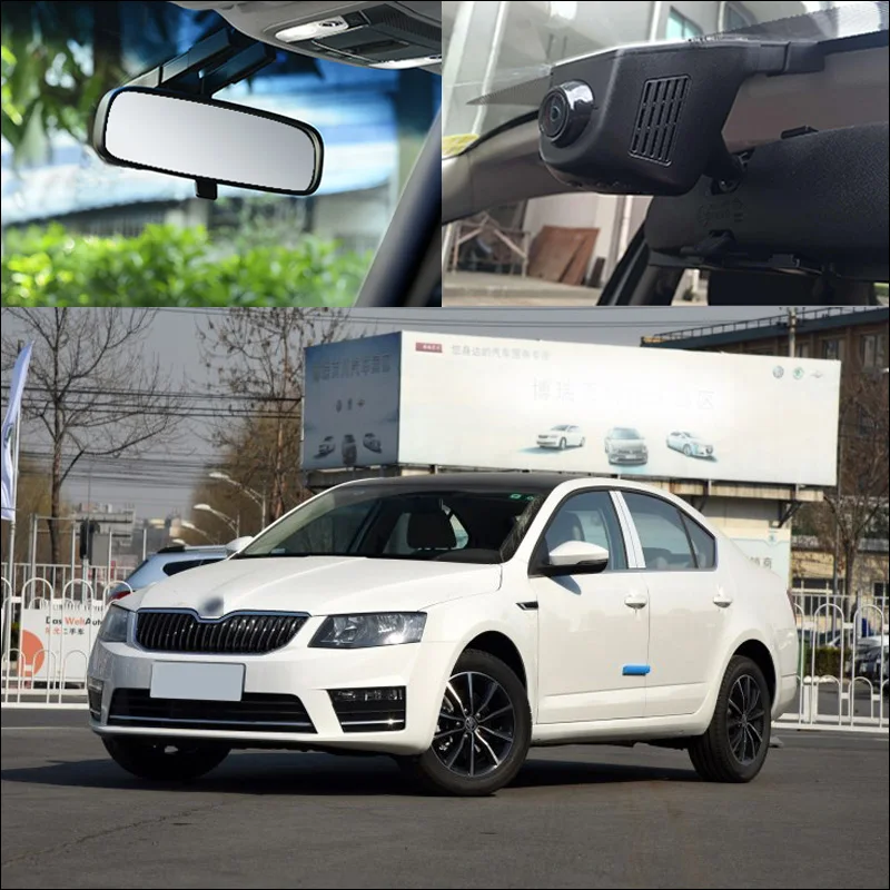 Автомобильный видеорегистратор BigBigRoad цифровой для Skoda Octavia 2 Wi Fi G sensor FHD 1080P|car black