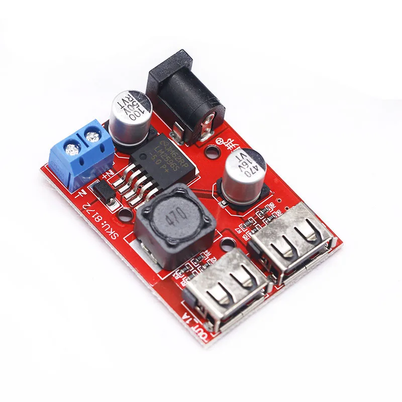 

LM2596 LM2596S Dual USB DC-DC 9V 12V 24V 36V to 5V 3A Step Down Buck Converter Board Car Charger Solar Power Supply Module