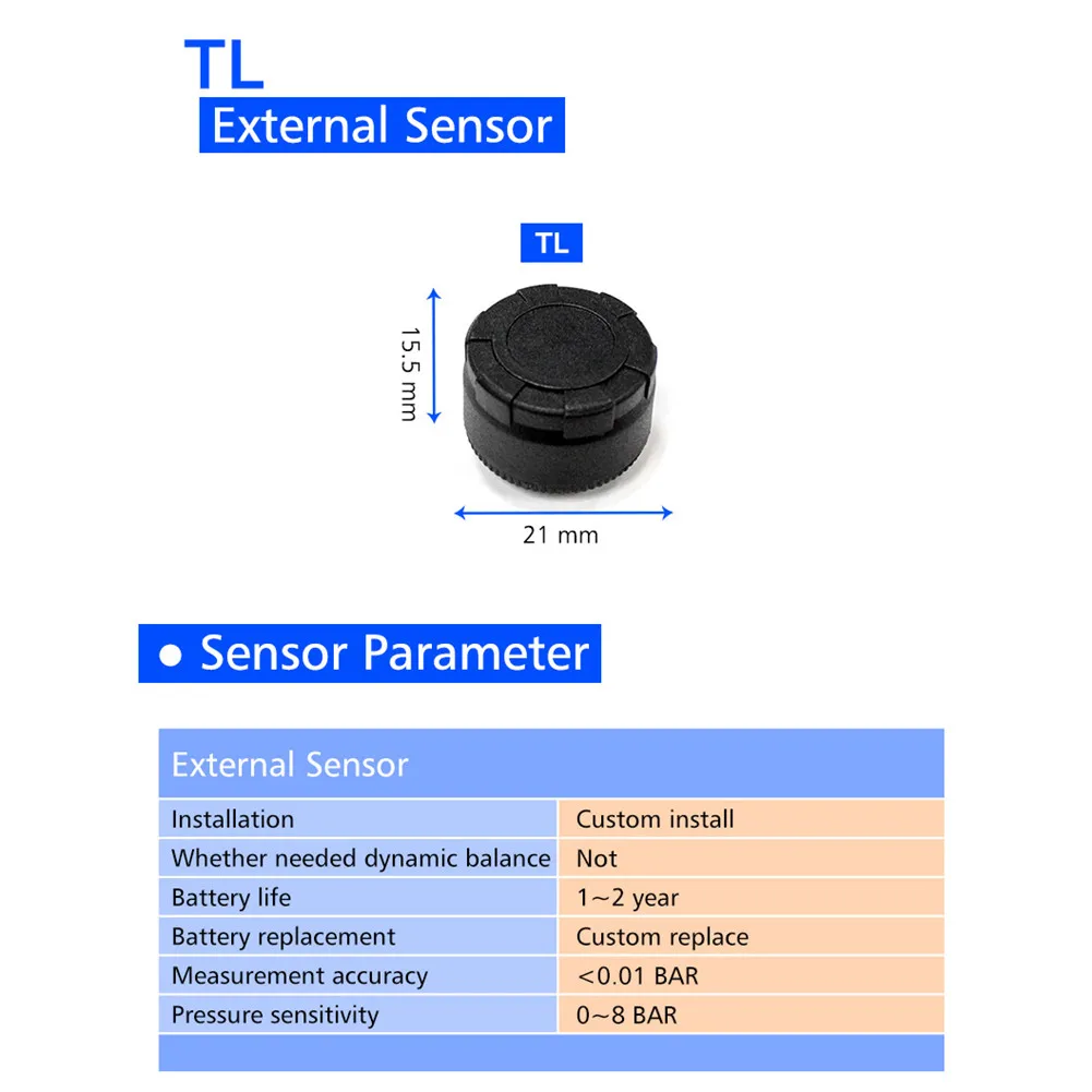 DC8V-16V, Универсальная автомобильная система контроля давления в шинах TPMS, беспроводная система контроля давления в шинах+ 4 колеса, шины, внешний датчик, сменный ЖК-аккумулятор