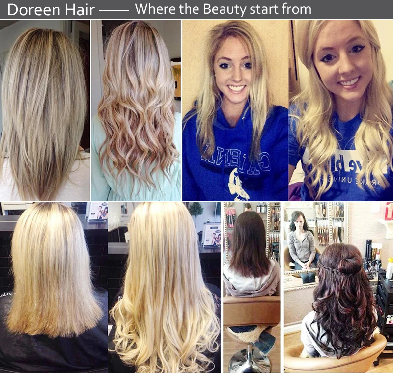 Doreen#60, белый блонд, 160 г, набор на всю голову, человеческие волосы для наращивания на заколках, бразильские волосы Remy, настоящие прямые волосы, 14-26