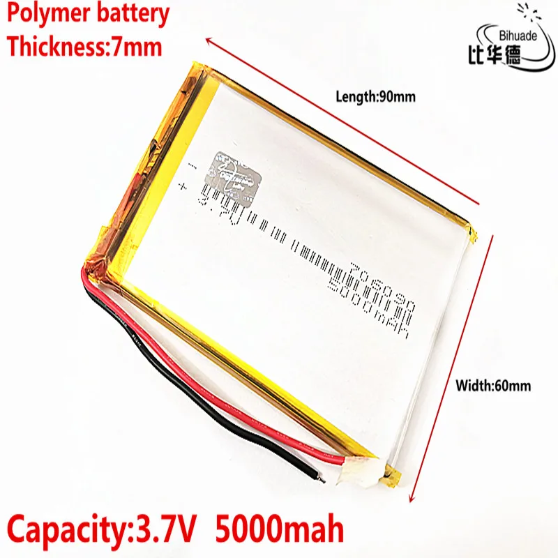 Хорошего качества литровая энергетическая батарея 3,7 v li-ion 706090 5000mAh батарея для poewr планшетных ПК портативный