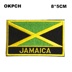 Ямайка Прямоугольная форма флаг патчи Вышитый Флаг Патчи Национальный флаг патчи для одежды DIY украшения PT-0197-R