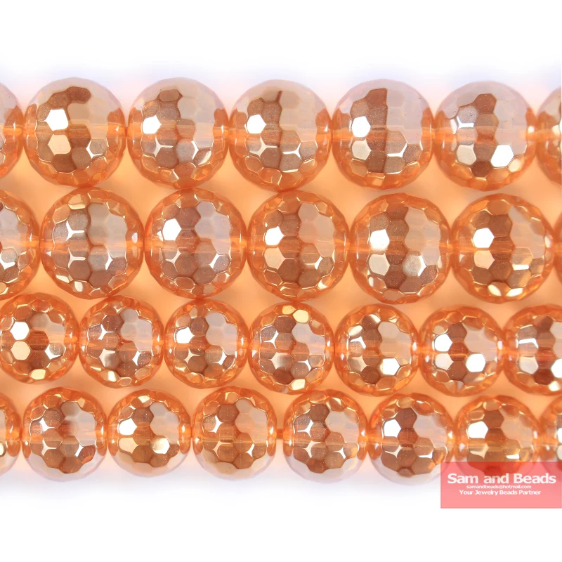 

Wholesale Faceted Gold Champagne Transparent Metallic Titanium Coated Quartz Crystals Glass Beads For Jewelry Making FGCB9