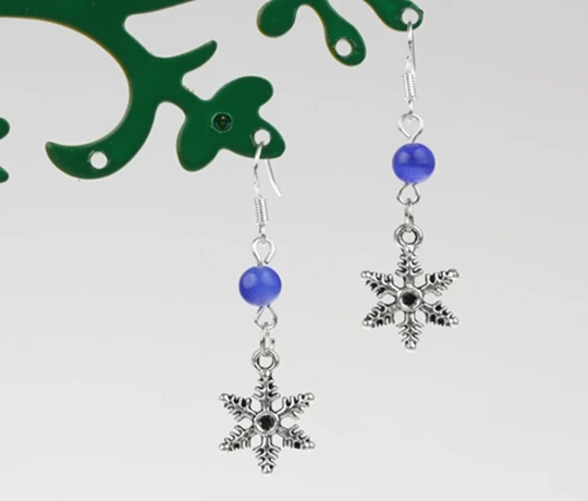 Christmas Snow Tree Glass Bead Charms 925 Sterling Silver Drop/Dangle Earrings For Women Jewelry Gifts Accessories | Украшения и