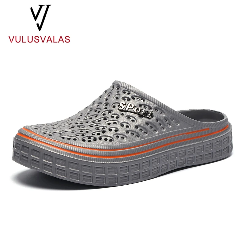 VulusValas Size 35-45 5 Color Summer Men Daily Hollow Sandals Thick Bottom Fretwork Slippers Fashion Simple Shoes Footwear | Обувь