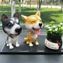 Новая модель автомобиля, милая кукла из смолы для собак, кукла "Хаски", автомобильная кивающая собака, украшение головы, украшение для автомобиля, предметы интерьера