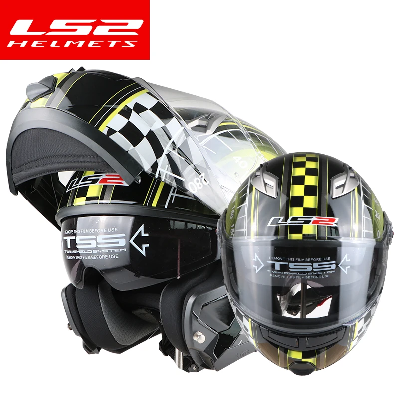 

LS2 FF370 Men flip up motorcycle helmet dual shield with inner sunny visor modular moto racing helmets ECE europe homologated