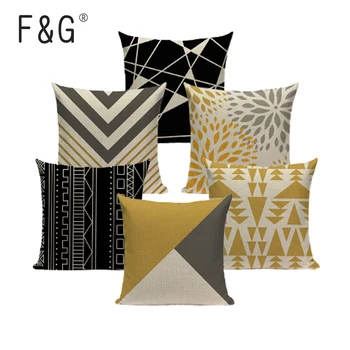 

Nordic Style Gold Geometry Pattern Printed Throw Pillow case Linen Cotton Cushion Cover Creative decoration for Sofa Car covers