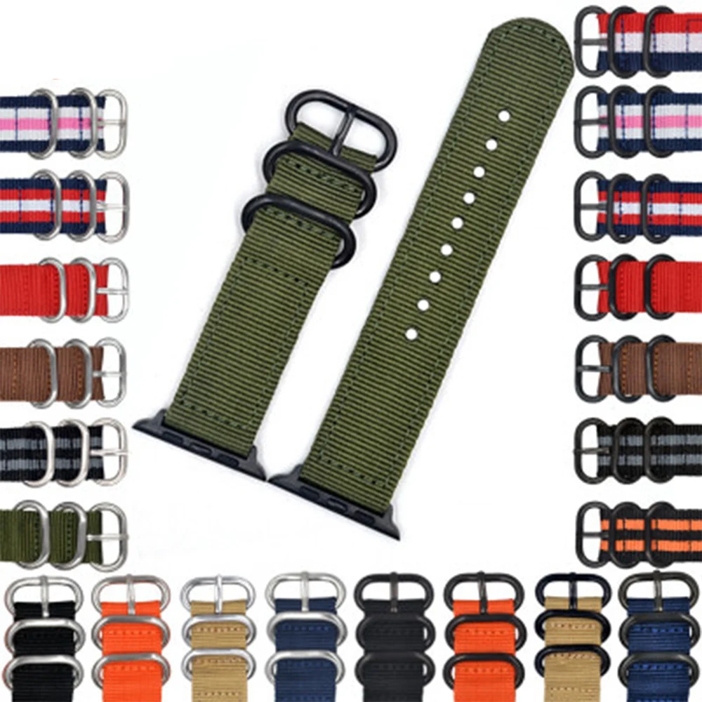 

Compatible Apple Watch Nylon Band 42mm iWatch Band Replacement Strap NATO Woven Canvas Stripe Compatible Apple Watch 4 3 2 1
