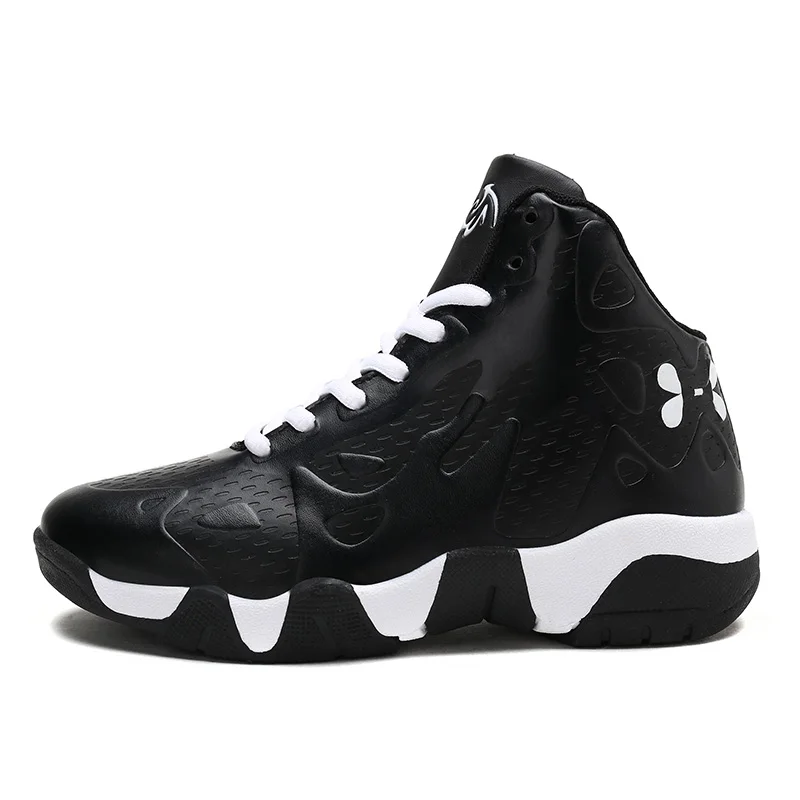 Принт Стиль высокие баскетбольные кеды для малышей Верхняя одежда для мальчиков и девочек; кроссовки из искусственной кожи, для детей, спортивная обувь нескользящие - Цвет: XBW-A2088 black