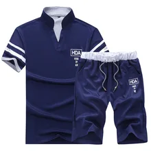 Traje Casual hombres verano Tracksuits marca ropa collares soporte Streetwar Tops Tees + Shorts moda Mens Set Camisetas Hombre