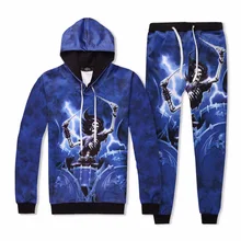 Лидер продаж, комплект из 2 предметов для мужчин и женщин, повседневные спортивные костюмы, 3D принт, рок череп, модные толстовки с капюшоном+ штаны, толстовка, спортивный костюм