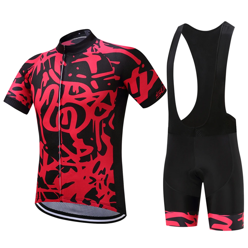 

2018 New Pro Team Cycling Jersey Set Breathable Anti-UV Men Shorts Bib Bicycle Set Mountain Bike Clothing Wear Ropa Ciclismo Red