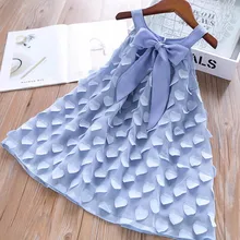 Roimyal/, лето г., новинка, для девочек от 2 до 6 лет, с большим бантом, самоклеящаяся ткань, love princess, газовое дышащее удобное платье-майка