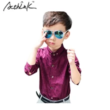 ActhInK/ дизайн, детская Весенняя официальная одежда с цветочным рисунком, рубашки для мальчиков, модные детские свадебные рубашки с длинными рукавами красного и синего цвета YC147