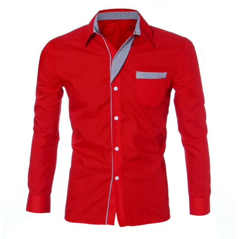 Мужская осенне-зимняя Роскошная Короткая Повседневная модная мужская рубашка из хлопка и льна, Пляжная Свободная рубашка с длинным рукавом, деловая блуза, Топы#4M27 - Цвет: Красный