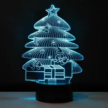 Рождественская елка 3D Визуальный светодиодный ночник 7 цветов домашние лампы USB сенсорный выключатель Luminaria с гравировкой акрил подарки стол лампе