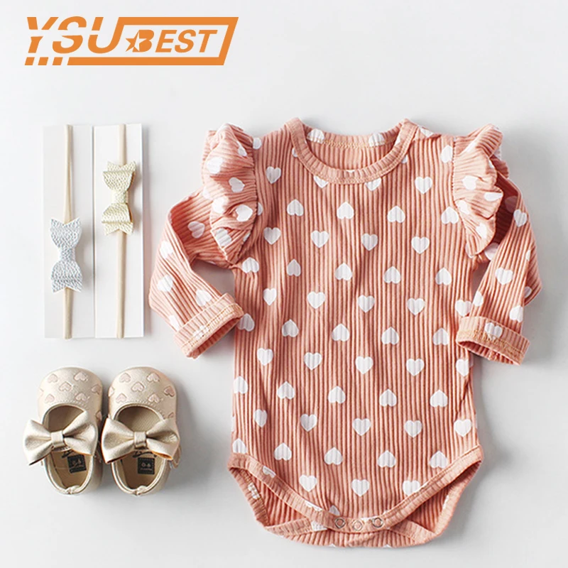 

2019 Baby Bodysuits Long Sleeve Love Print Girls T-shirt Baby Cotton Linkage Climbing Suit Baby Girl spring Clothes Jumpsuit