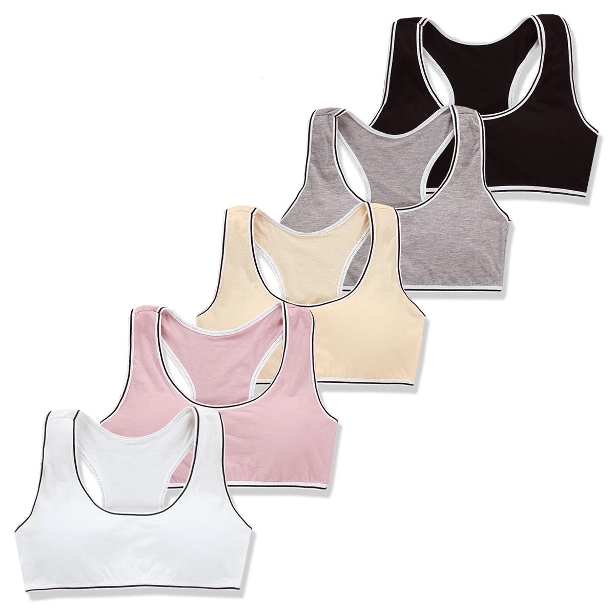 

Children Training Bras girl teens Underwear Solid Color Sport Young 10-16Years Racerback Training Crop Detachable summer 1piece