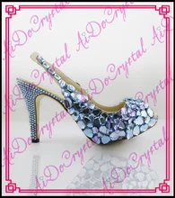Aidocrystal 2016 high heel plattform schuhe frau peep/offene spitze frauen pumpen Kristall sexy high heels schuh weiblichen für sommer