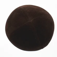 Коричневый цвет еврейский yarmulke твердая Высококачественная купольная Размер 19 см хлопок бархат Kippah еврейская Кепка