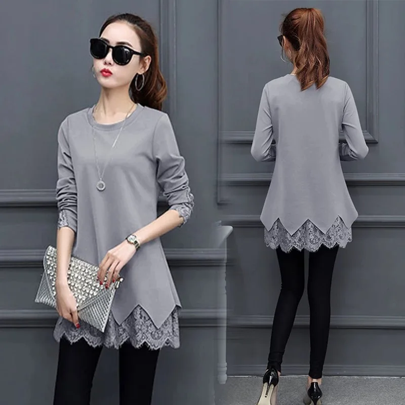 Весна осень кружевные платья для беременных Одежда повседневная трикотажная