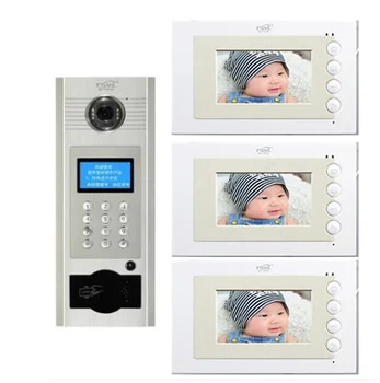 

XINSILU Visual building intercom system doorbell 4.3" Video Door Phone w/t Inductive and Password Unlocking for 3-apartments