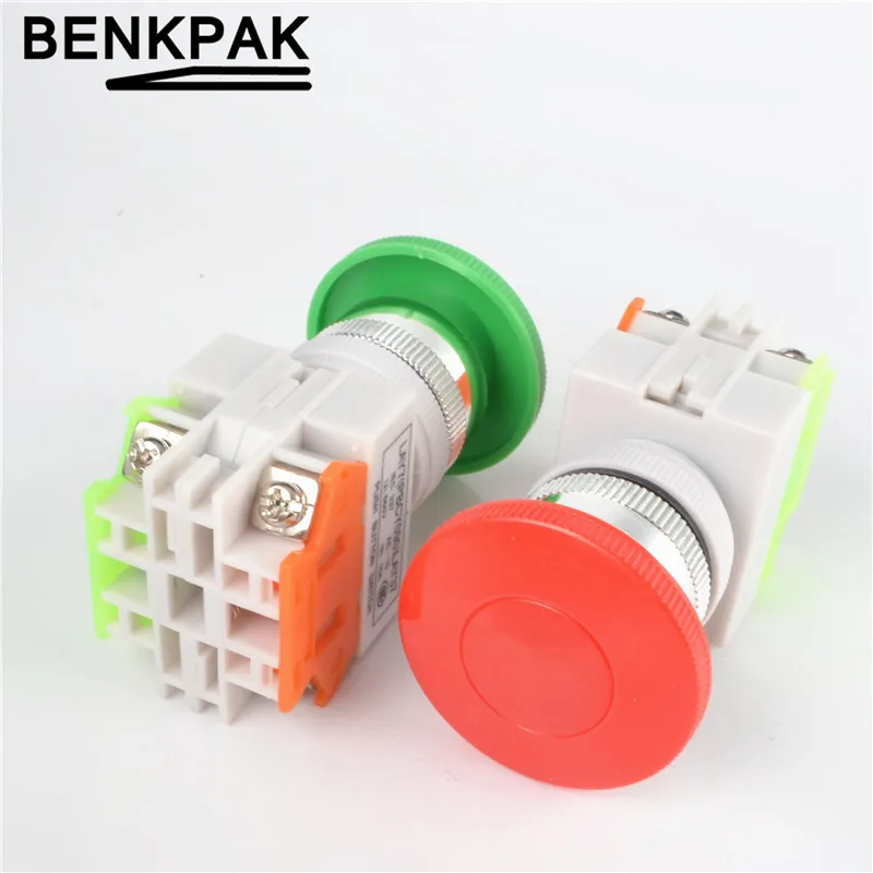 Self locking 22MM spring return mushroom switch,self return,momentary