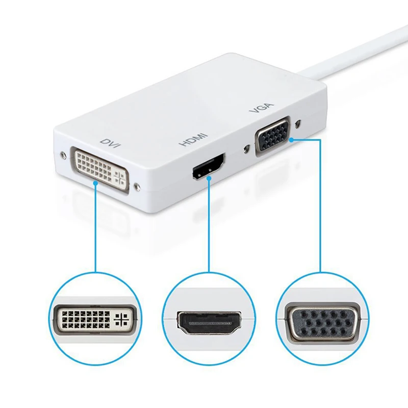3 In 1 MINI DP To HDMI DVI VGA Adapter Converter Cable Male Female Thunderbolt Mini Display Port 1080P for MacBook Air Pro |