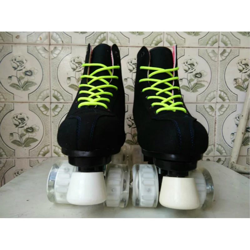 الكبار الأطفال أسود اثنين خط الأسطوانة صف مزدوج 4 عجلة التزلج أحذية نوعية جيدة كما سيبا بو الجلود الهدايا للأطفال IB32