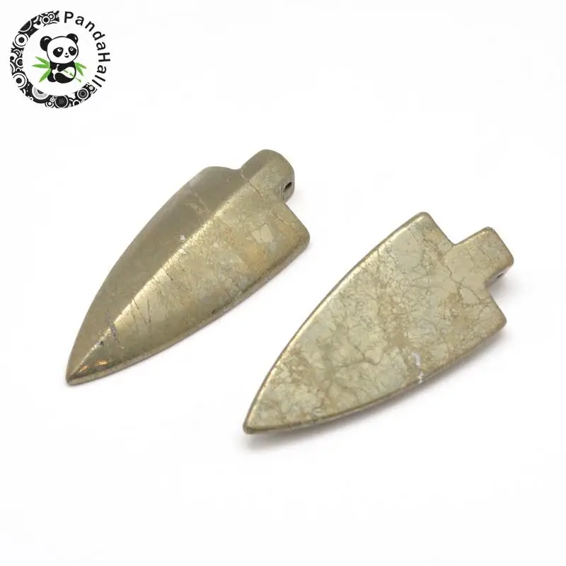 

Arrows Natural Pyrite Big Pendants, 51x22x9mm, Hole: 1mm