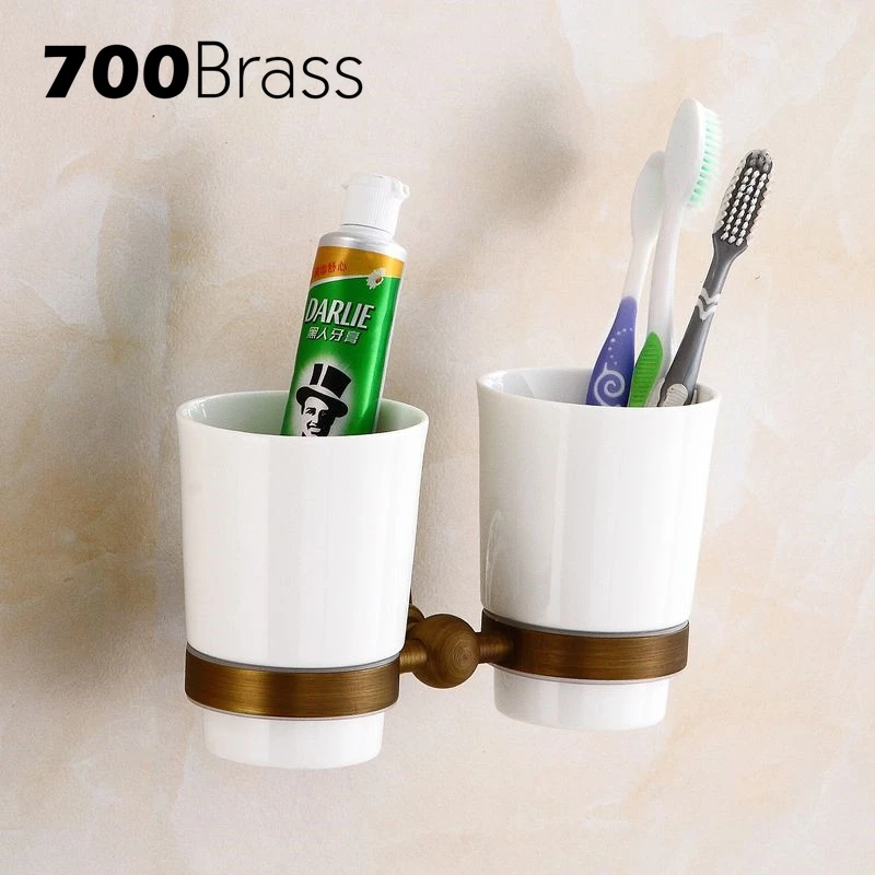 Buy Antique Wall Mounted Double Cup Holders Brass