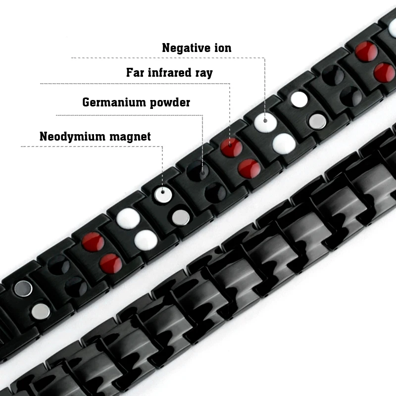 Горячая Распродажа, целебные браслеты для магнитотерапии и браслеты для мужчин, двухрядные, 4 в 1, энергетические, чистые, титановая сталь, ювелирные изделия 10304
