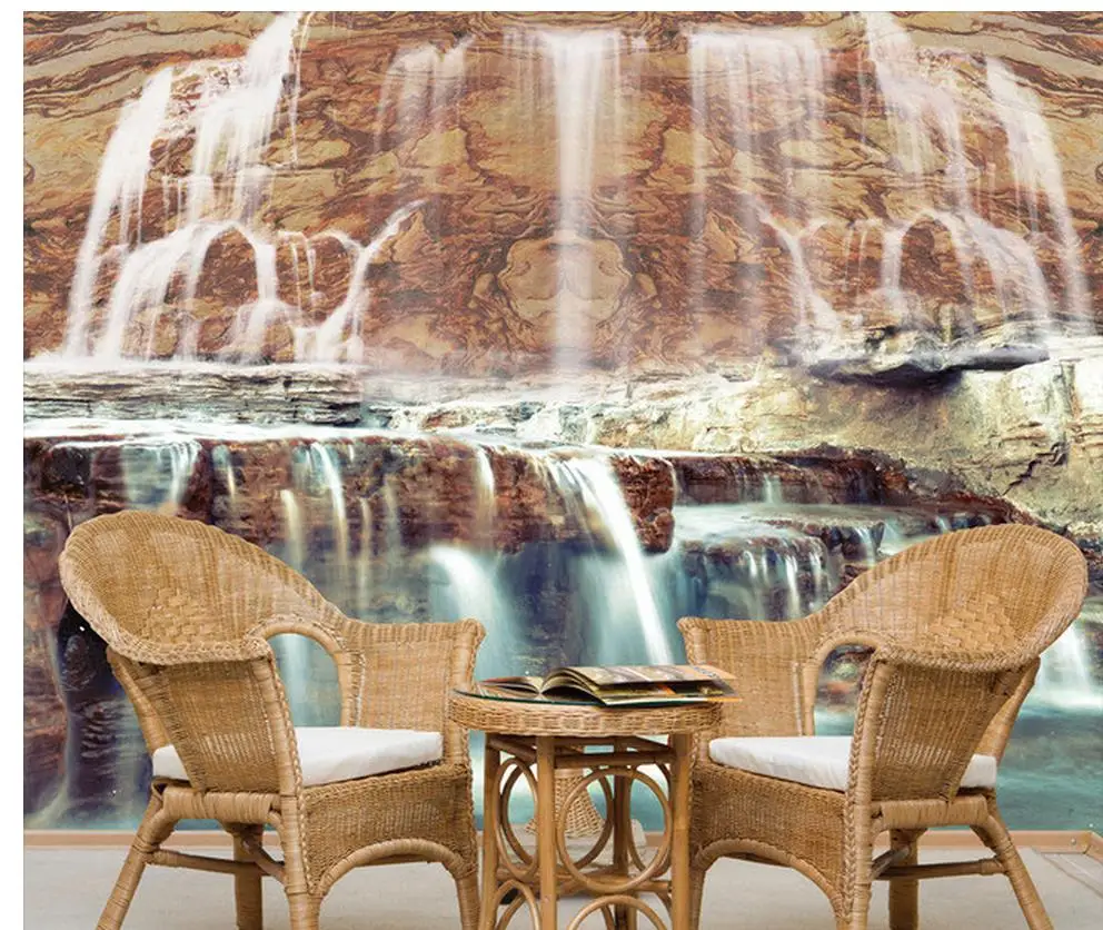 

3d customized wallpaper Home Decoration Alpine rock waterfall backdrop photo wallpaper for walls living 3d wallpaper
