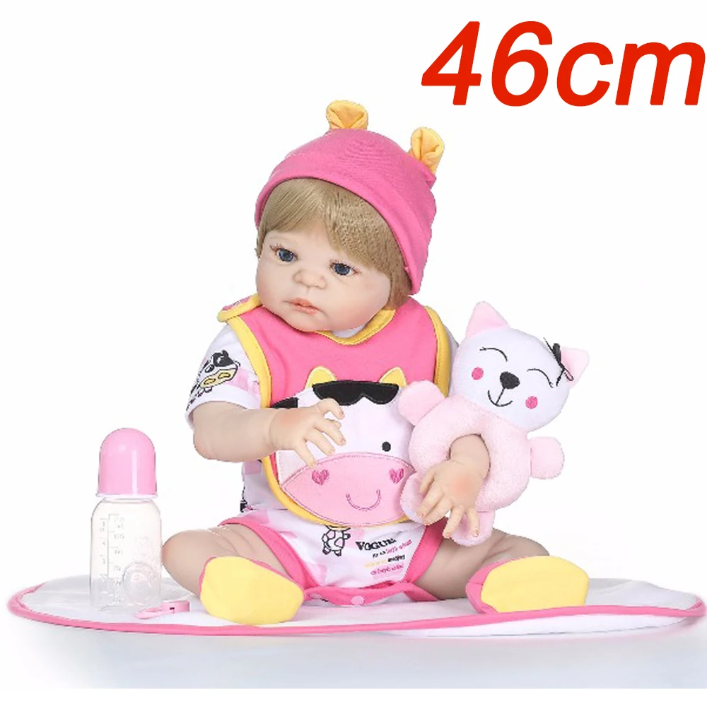 

46cm 18inch Full Body Silicone Reborn Girl Baby Doll Toys Realistic Newborn Princess lol Babies Doll Birthday Gift Present doll