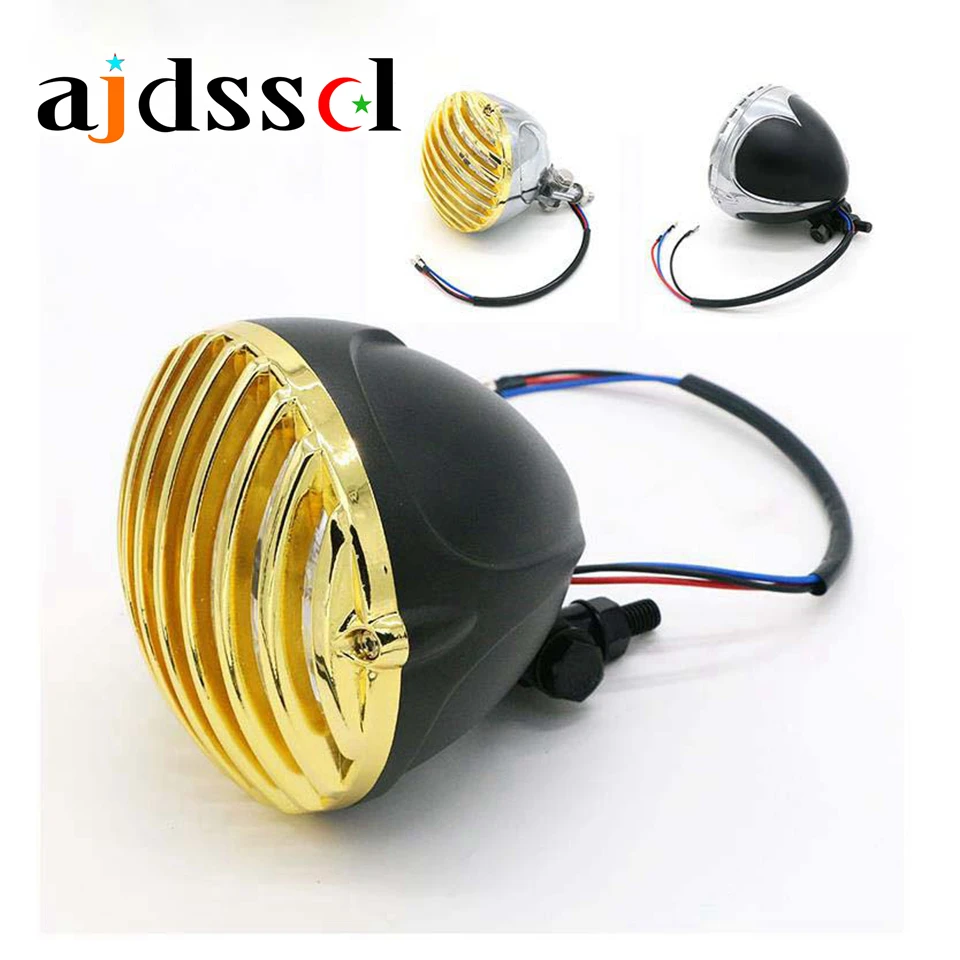 

Universal Retro Motorcycle Headlight Assembly Metal-Electroplating Headlights for Harley Cafe-Racer Bobber Honda Suzuki Yamaha