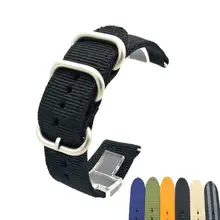 6 colors NATO black Nylon strap ring buckle 18mm 20mm 22mm 24mm stripes replacement watch band