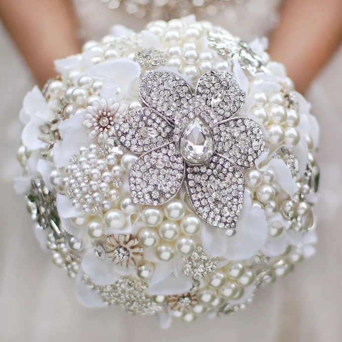 Vervelen ornament Tienerjaren Custom Wedding bridal broches boeket, ivoor wit bruidsboeket, big crystal  bloemen parel broche boeket|brooch bouquet|bridal brooch bouquetwhite bride  bouquet - AliExpress