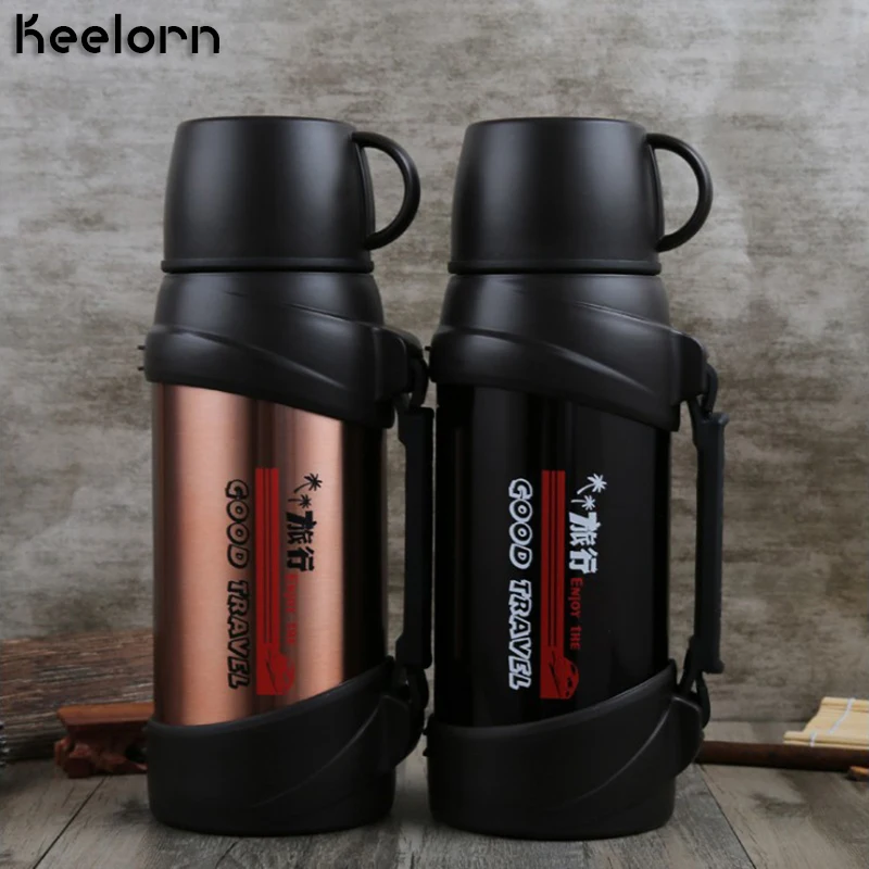 Cena Keelorn 2000ml termosy ze stali nierdzewnej termosy kubek podwójna duża pojemność przenośny odkryty Sport termiczny kubek próżniowy
