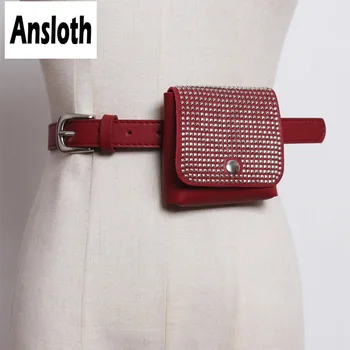 

Ansloth Women Belt Bag 2019 New Fashion Fanny Pack Handy Belt Ladies PU Leather Waist Bag Rivet Hip Bag Small Coin Purse HPS494