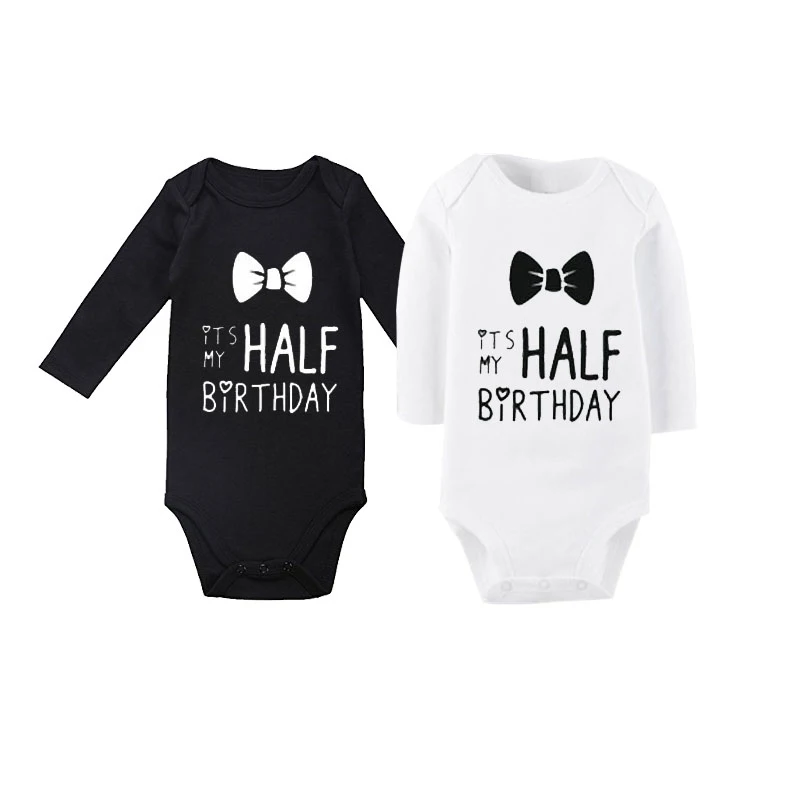 

Culbutomind Summer Autumn Cotton Long Sleeve It is My Half Birthday Print Twins Baby Clothing Twin Baby Body Suit Twins Outfit