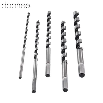 

dophee 5Pcs Twist Drill Bit Woodworking Tools Augers Drill Bit 6/8/10/12/14mm Extra Long 230mm Brad Point Drill Bits Tools Set