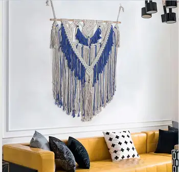 

Boho Handmade Cotton Wall Hanging Tapestry Lace Tassel Fabrics Bohemian Backdrop Wedding Decoration Macrame Wall Art