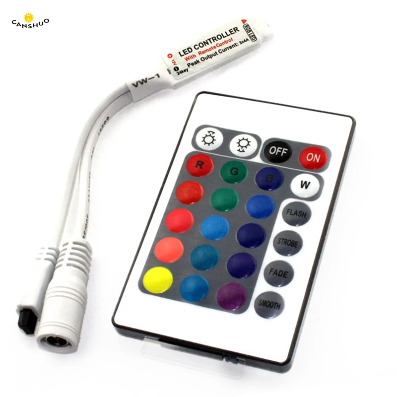 

DC12V Safety Mini 24key Remote Controller IR RGB RGBW Led Strip 24 Key Controller For SMD 3528 5050 5630 3014 LED Strip Lights