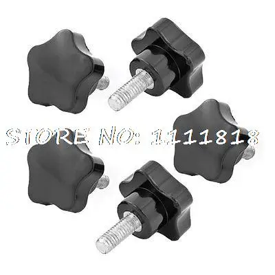 

5 x Black M8 x 20 Thread 40mm Dia Bakelite Star Knob Handle for Machine Tool