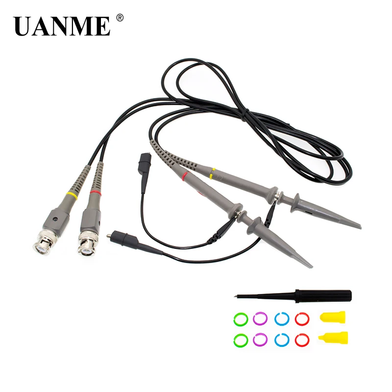

UANME 2PCS TP6100 Oscilloscope Probe Precision Scope Clip Probe DC-100MHz Scope Clip Probe 100MHz X1/X10 Tester Alligator Clip